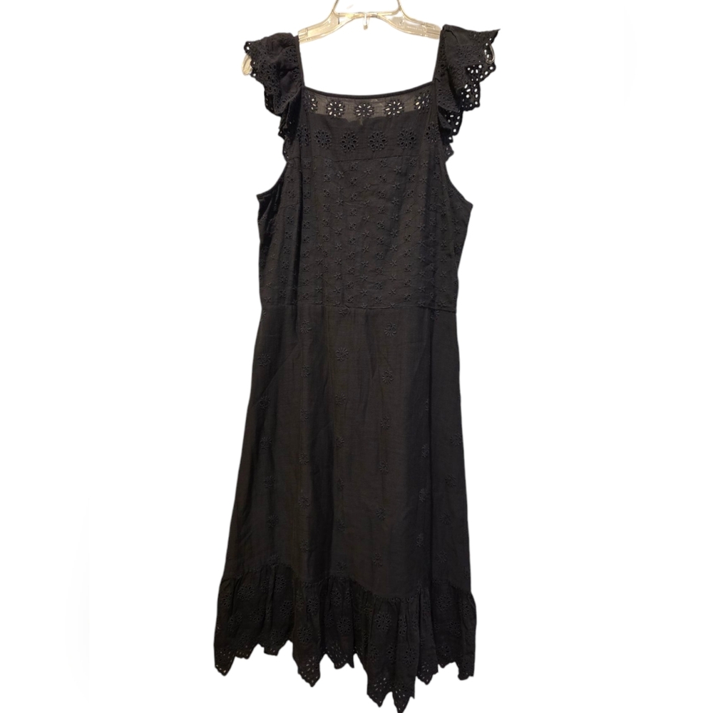LOFT - Size 6 - Gray Lace Sleeve Embroidered Midi Dress